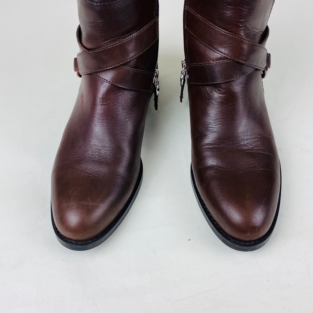 Lauren Ralph Lauren Leather Calf Boots Size8-Brown